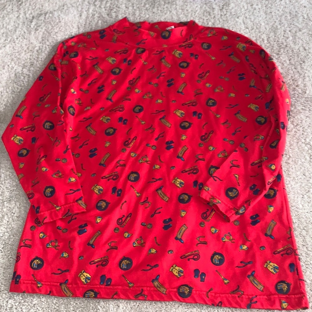 Equestrian red mock neck women’s top